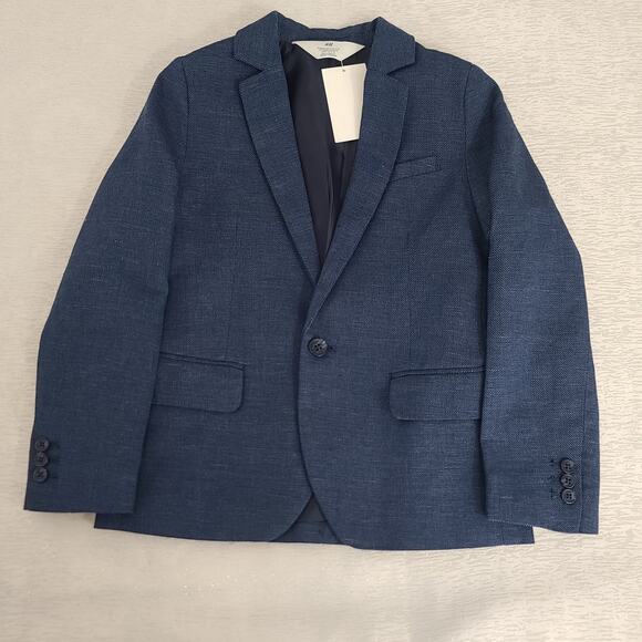 H & M linen boys blazer navy blue Size 6x NWT Formal Event party Wedding - Picture 1 of 8